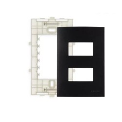 Placas + Suportes 4×2” 2 posto horizontal  Ebony Clean